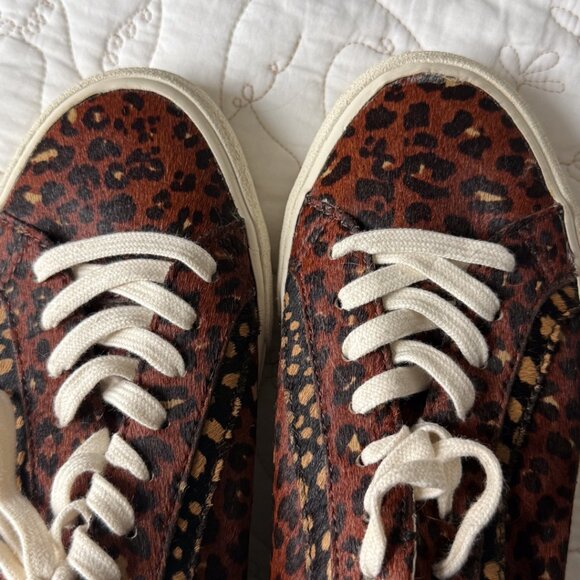 Madewell Sidewalk Low-Top Sneakers in Painted Leopard Colorblock Calf Hair NWT - Picture 5 of 7